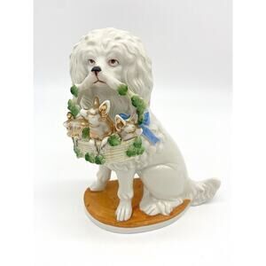 Antique German Porcelain Poodle Mantel Shelf Dog 1910s "2501" READ Wally Dog